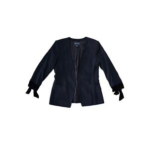 Club Monaco Black Blazer Velvet Ribbon Cuff Elegant‎ Career Formal Office Size 2